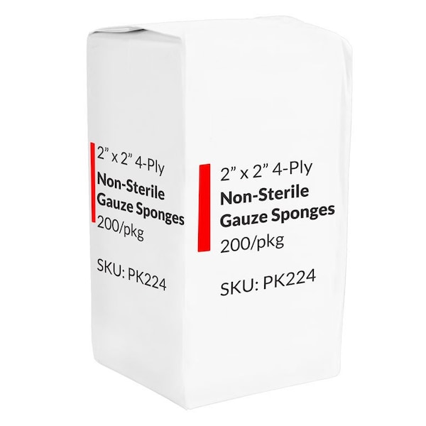 Oasis Non-Woven Gauze Sponges, 2in x 2in 4 Ply, 200 Per Pack, 10 Packs PK224X10 - main